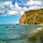 Boat in a bay in Saint Lucia.