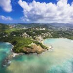 Caribbean, St. Lucia, Choc Bay, aerial photo of Calabash Cove Resort